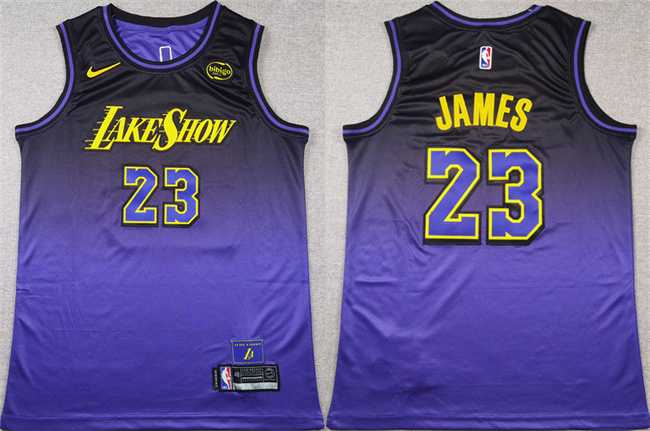 Men%27s Los Angeles Lakers #23 LeBron James Purple 2024 Stitched Basketball Jersey->new york knicks->NBA Jersey